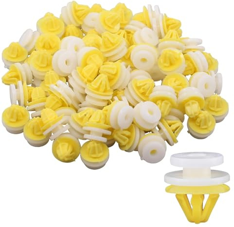 Buaak 100Pcs Door Panel Wheel Arch Trim Moulding Clips, Car Trim Clips, Plastic, for Land Rover Freelander 2 Discovery 3 4 Range Rover Sport, Perfect Fit for Secure Installation, Yellow