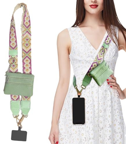 Asheyya Phone Strap with Zippered Pouch, Adjustable Phone Lanyard Crossbody with Purse