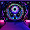 Uspring Schwarzlicht-Katze, UV-reaktiver Mond und Stern, psychedelische Neon-Sonnenfinsternis, Wandteppich für Schlafzimmer, Wohnzimmer, Heimdekoration (180 x 235 cm)