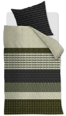 Beddinghouse Lance bettwäsche-Set 2 TLG. - 155x220 - Grün - Flanell - mit Reißverschluss
