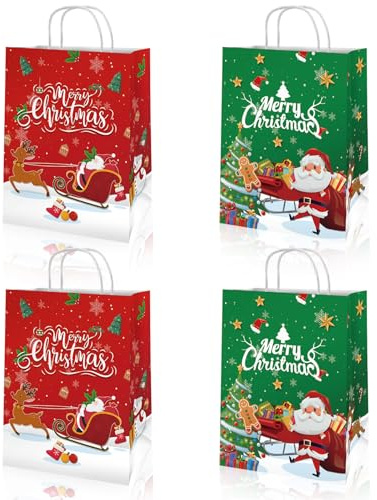 12 Stück Papiertüten Klein mit Henkel,Weihnachten Geschenktüten Kindergeburtstag Klein,Kraftpapierbeutel mit Griffen Verpackung Geschenke für Einkaufen,Hochzeiten,Partys,Geburtstag,Weihnachten