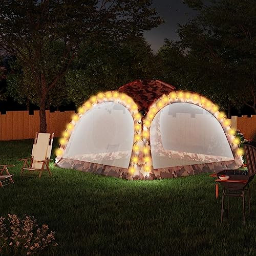 AUVYI Terrassenpavillon mit 4 Seitenwänden 3,6x3,6x2,3 m Camouflage Camping Tent UV-beständig Festival-Zelt Familientreffen Picknicks Partyzelt Multifunktions-Zelt Verschiedene Outdoor-Aktivitäten
