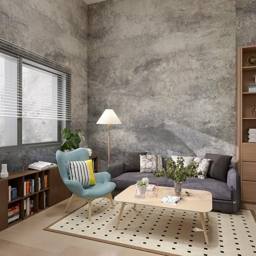 MEILLEVIE 60 cm*500 cm Self-Adhesive Wallpaper, Vinly Wraps for Fridge, Furniture Wrap, Peel and Stick Wallpaper, Concrete Cement, Grey Vinyl Wrap, Art Deco Wallpaper for Kitchen (Dark Grey08)