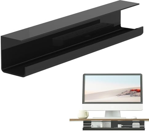 Kabelmanagement unter dem Schreibtisch, Kabelkanal unter dem Schreibtisch | 15-Zoll-Brandschutz-Kabelregal für Zuhause, erweitertes Design, spurlos, doppelseitiger Kleber
