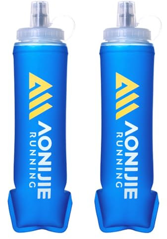Azarxis Borraccia Morbida da Corsa 250ml/500ml, Soft Flask TPU senza BPA, Borraccia Pieghevole per Trail Running, Maratona, Ciclismo e MTB (#01 Azzurro - 500ml - 2 borracce)