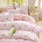 Freyamy Housse de Couette Fleurie 220x240+2 Taie d'oreiller 65x65cm Rose Vert Feuilles Floral Parure de lit 2 Personnes Adulte Sets de Housse Couette en Microfibre avec Fermeture Éclair