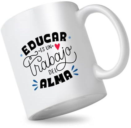 Taza Profe con Frases Divertidas | Regalo Profesora | Regalos para Profesores y Profesoras | Regalo Original | Compra Solidaria (Educar es un trabajo del alma)