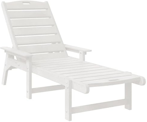 vidaXL 2 x White HDPE Sun Lounger 162 x 53 x 98.5 cm White 53 x 162 x 98.5 cm