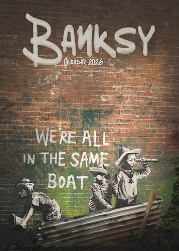 Banksy Wandkalender 2026, A3, 29,7 x 42 cm, 12 Monatsfotos, Wirobound, vollfarbig