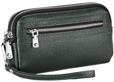 Prettiee Damen-Geldscheinklammern, Handtaschen, Kartenetuis, Business-Geldbörsen, echtes Leder, Geldbeutel, Münzbörsen, Abendtaschen (grün)