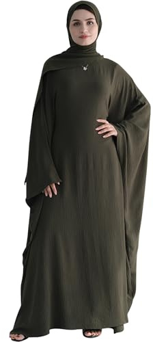 Zofocy Gebetskleidung für Frauen 2 Stück Abaya Muslim Damen mit Khimar Hijab Muslimische Robe einfarbige lose einteilige