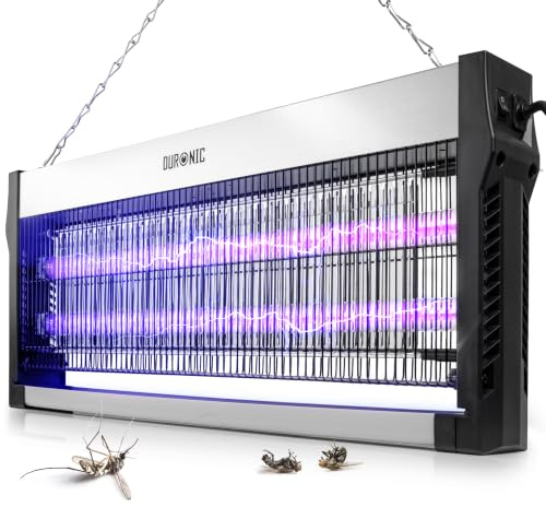 Duronic FK2X10 Lampada Antizanzare Elettrica UV-A 16W Zanzariera Elettrica | Doppia Lunghezza d'Onda UV Ammazza Mosche Elettrico da Interno con Vaschetta Estraibile e Catena per Casa, Cucina e Ufficio