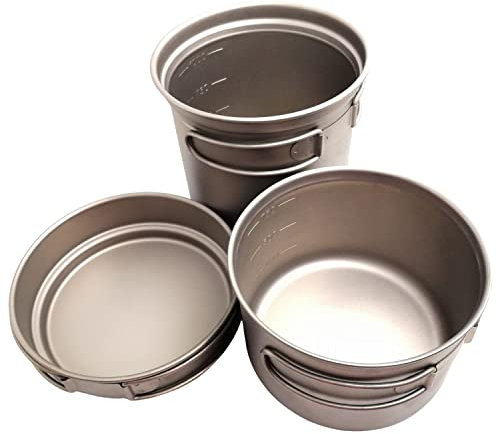 SSTI Juego de 3 ollas y sartenes de Titanio de 2,4 l