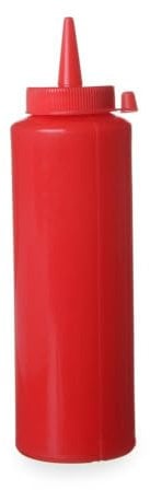 HENDI Flacon distributeur, bouteille à condiments et à sauces, réutilisable, recipient à presser, ketchup, moutarde, huile d'olive, vinaigrettes, mousses, 0,7L, ø70x(H)240mm, rouge, PE, PP