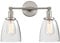 Phansthy Applique murale, 2 ampoules, en verre transparent, style vintage, industriel, intérieur, moderne, pour loft, cuisine, couleur acier inoxydable brossé