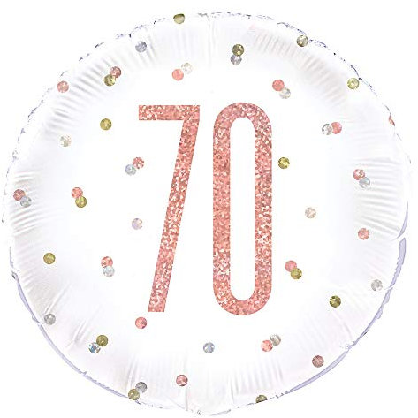 Dazzling Rose Gold 70th Birthday Glitz Round Foil Balloon (45cm) - Perfect for Birthday, Annivesaries & Memorable Celebrations - 1 Pc