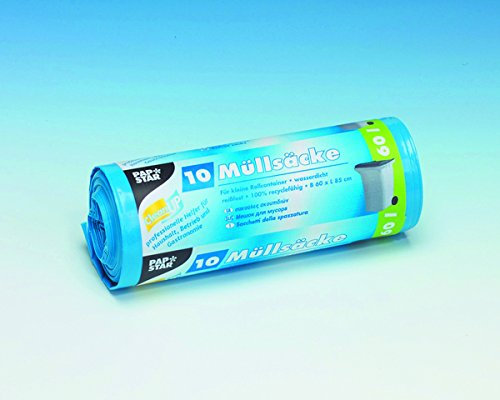 Papstar Lot de 10 sacs poubelle en PEBD Bleu 0,043 mm 60 l 600 x 850 mm