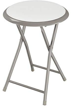 Folding Stool - Backless 18-Inch Stool with 225lb Capacity for Kitchen or Rec Room - Portable Indoor Counter Bar Stools by Lavish Home (White)