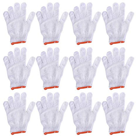 Milisten Strickhandschuhe, waschbar, Baumwolle, Polyester, einfarbig, nahtlos, Arbeitshandschuhe, Schutzhandschuhe, 12 Stück