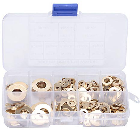 360pcs Rondelle Rondelle Rondelles En Laiton Entretoise Plate En Métal M2 M2.5 M3 M4 M5 M6 M8 M10 Kit De Bague De Joint pour Vis D'étanchéité Anneaux D'étanchéité