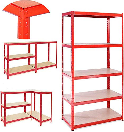 ANSIMIDA Heavy Duty 5 Tier Boltless Shelving Unit Greenhouse Garage Utility Home Storage Rack (Red)