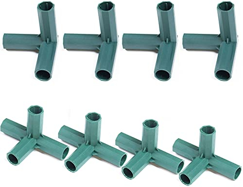 Connettore in PVC,8 Pcs Raccordo in PVC,Serre Connettore,Resistente, Adatto per Telai di Serre da 16 mm di Diametro, Tubi, Giardinaggio, Condutture Dell'Acqua, Canaline per Cavi, Mobili (3 Vie, 4 Vie)