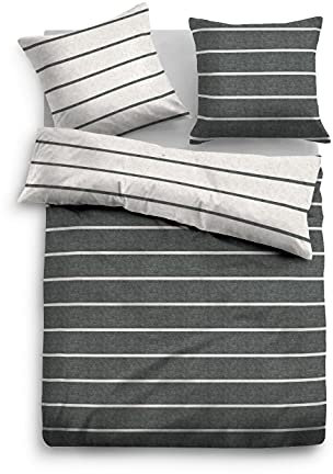 TOM TAILOR 0847210 Bettwäsche Garnitur mit Kopfkissenbezug Melange-Flanell 1x 155x200 cm + 1x 80x80 cm, black