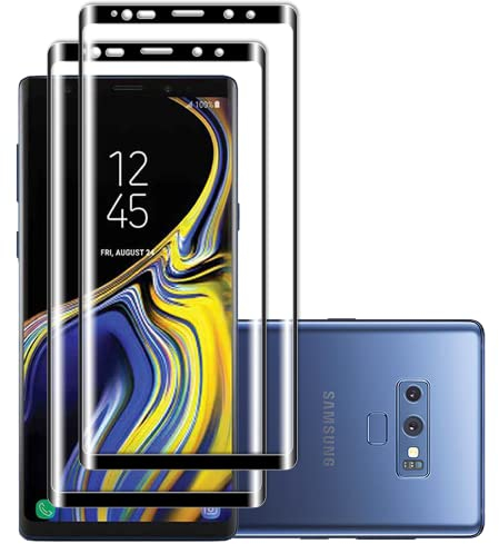 Vuciya [Pack of 2 Tempered Glass for Samsung Galaxy Note 9 Screen Protector, 3D Curved Full Coverage Schutzfolie ,9H Hardness,Anti-Kratzen, Anti-Bläschen,HD Screen Protector,for Galaxy Note 9