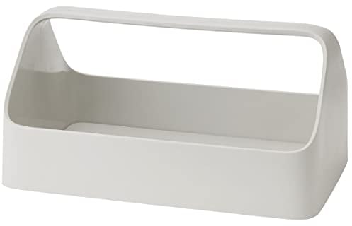 RIG-TIG Aufbewahrungsbox Handy Box - Schreibtisch-Organizer aus Kunststoff - Aufbewahrungsbehälter für Smartphone, Schreibwaren, Schulbedarf, Badezimmer-Artikel, Gewürze - 28x18x14 cm, Hellgrau