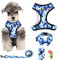 Step in Hundegeschirr und Leine, verstellbar, reflektierend, kein Ziehen, Hundeweste, Geschirr für große Hunde, mit Schleifen-Halsband, Leine und Kotbeutel, groß, Blau/Camouflage