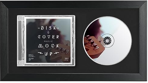 TAYRTVO Futti CD-Rahmen mit Passepartout, 20,3 x 30,5 cm, mit schwarzer Passepartoutscheibe und CD-Box, aus Massivholzrahmen