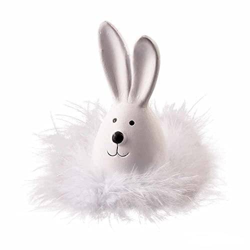Florissima 3 Stück Hasen-Kopf Deko-Hasen Hase mit Plüsch weiß 14 cm Ostern