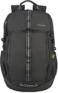 Tucano - Ring mochila compatible con portátiles 15,6 y MacBook Pro 16, con tirantes acolchados. Mochila para hombres y mujeres. Ideal para la oficina, la universidad y los viajes, Negro