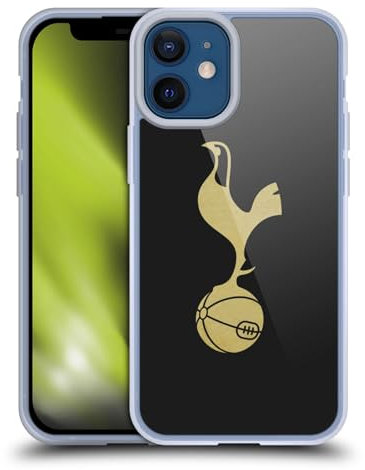 Head Case Designs Offizielle Tottenham Hotspur F.C. Schwarz und Gold Badge Soft Gel Handyhülle Hülle kompatibel mit Apple iPhone 12 Mini