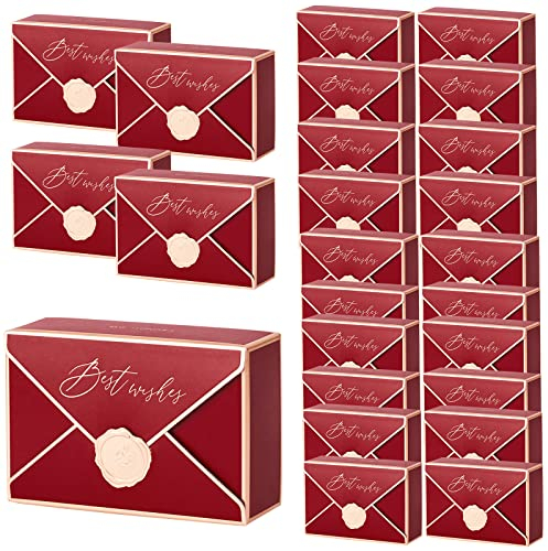 Geschenkbox, 25 Stück Schachtel Gastgeschenk Box, Pralinenschachtel, Süßigkeit Kästen für hochzeit, Party, Taufe, Geburtstag, Weihnachten Süßigkeiten (Rot)