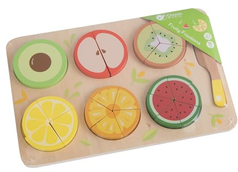 Classic World Fruity Fractions Wooden Fraction Game for Kids | Educational Game for 18 Months +, Sorting Educational Game, Wooden Sorting Puzzle