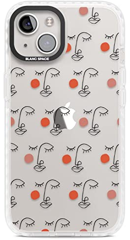 Abstrakte Gesichter Schwarz Picasso-Esque (Klar) Impact Handyhülle für iPhone 14 | Schutzhülle Dual Layer Bumper TPU Silikon Cover Muster Gedruckt | Künstlerische Gesichtszeichnung Illustration Frauen