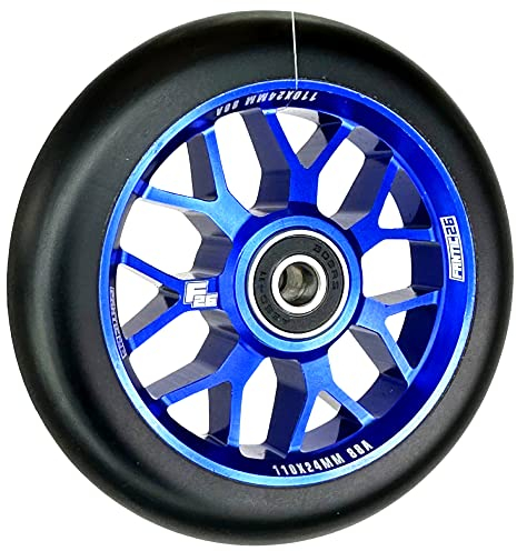 Fantic26 Spy7 Stunt Scooter Rolle I Trick I Tret I Kinder I Roller I Wheel I 110mm I ABEC 11 I Schnell I Leise I Freestyle (Blau/Pu Schwarz)