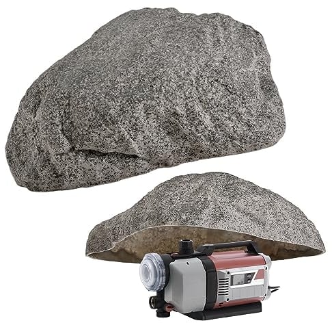 GARTENDEK Kunstfelsen Für Garten Abdeckung Für Poolpumpe Sandfilteranlage Gullideckel Dekosteine Felsen Für Schachtabdeckung - Hohler Deko Steine groß Für Schachtdeckel Abdeckstein Ø73cm M-01 Grau