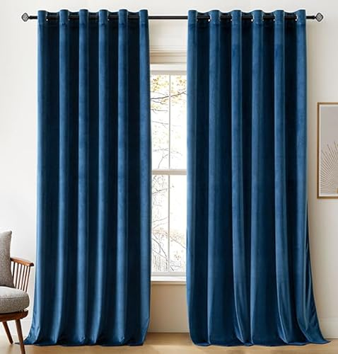 Woaboy Samtvorhänge Verdunkelungsvorhang Gardinen Samt mit Ösen Blickdicht für Wohnzimmer Blackout Curtains Thermovorhang Schalldämmend Schlafzimmer 2er Set 228x228cm (B x H) Petrol