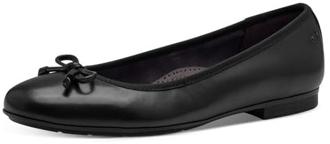 Tamaris COMFORT Damen Ballerinas aus Leder mit Schleife, Schwarz (Black), 42 EU
