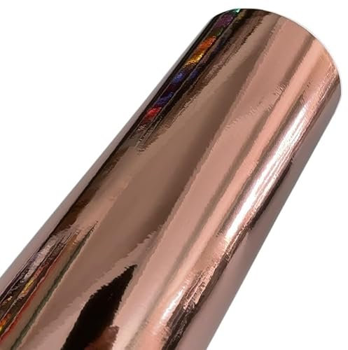 Autofolie Matte Gold-Metallic-Vinylverpackungsfolie, holografischer Spiegel, Chrom-Gold, Autoverpackungsfolienrolle, Selbstklebender Aufkleber Auto Folie (Color : Chrome Rose Gold, Size : 40cm x 152
