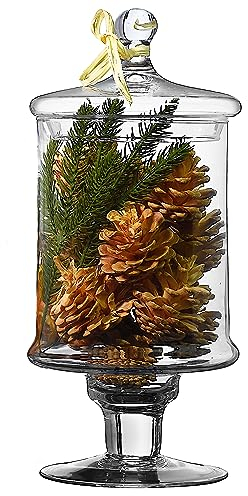 SOLAVIA Clear Glass Jar with Round Lid Hand Crafted Decorative BonBon Storage Container for Sweets, Candies, Jar for Kitchen Décor Gift, H34cm Home Idea for Storage