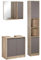 HOMCOM Ensemble de Meuble sous lavabo, Armoire avec Miroir et Meuble Colonne pour Salle de Bain en Bois chêne Clair Gris