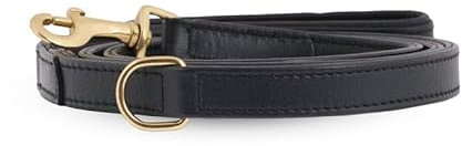 William Walker Leder Hundeleine schwarz – 3-Fach verstellbar (S-XXL) | 230 cm Länge, 2 cm Breite | Für mittelgroße & große Hunde | Rindsleder & Messing | Handarbeit & pflegeleicht