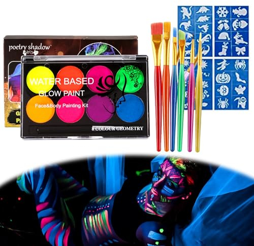 Bodypainting Schminke,34 PCS Kinderschminke Set,Gesicht Farben Kinder Schminke Fasching Make-up,Professionelle Gesichtsfarbe Kinder Schminke Geschenk für Fasching Halloween Karneval (A)