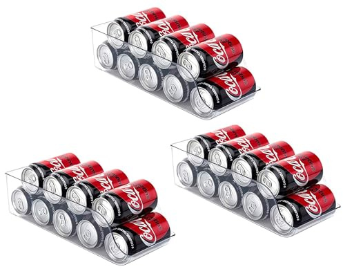 YverLand (pack 3 Unidades) Organizador de latas para nevera. Dispensador de botellas de agua para frigorifico. Caja de almacenaje de comida para la cocina. (3)