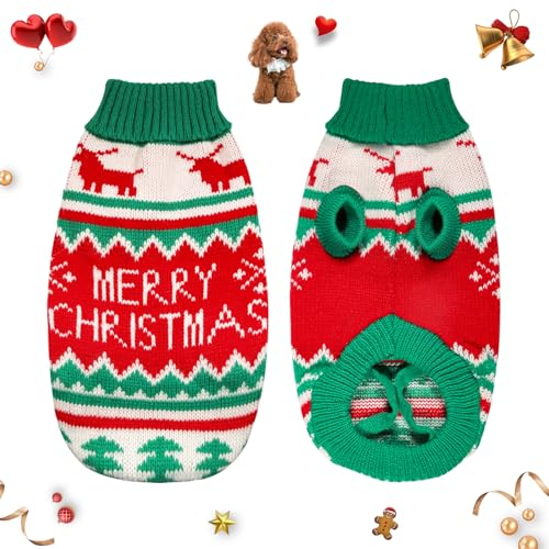 Lyneun Hundepullover Weihnachten, Hund Weihnachten, Weihnachtspullover Hunde, Warm Pullover für Hunde, Strickpullover für Hunde, Hunde Pullis Haustier Kostüm Mantel