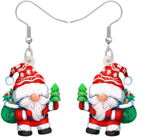 RAIDIN Acryl süße Weihnachten Weihnachtsmann Ohrringe Geschenke für Damen Mädchen Kinder Urlaub Hypoallergene baumeln Tropfen Ohrringe Schmuck für Festival Party Dekorationen (Weiß)