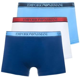 Emporio Armani Men's CORE LOGOBAND 3-PACK TRUNK Trunks, BIANC/INCHIOS/AZZURR,